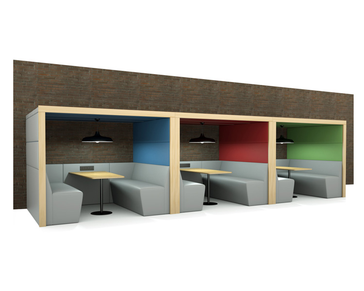 4 Person modern booth seating with canopy.