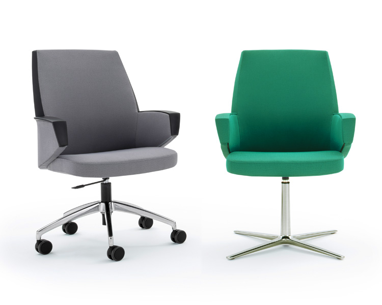 Fixed and mobile contemporary office seating.