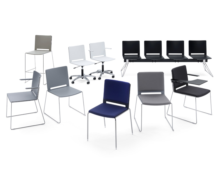 Range of contemporary conference and education chairs.